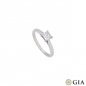 Platinum Princess Cut Diamond Ring 0.56ct D/SI2